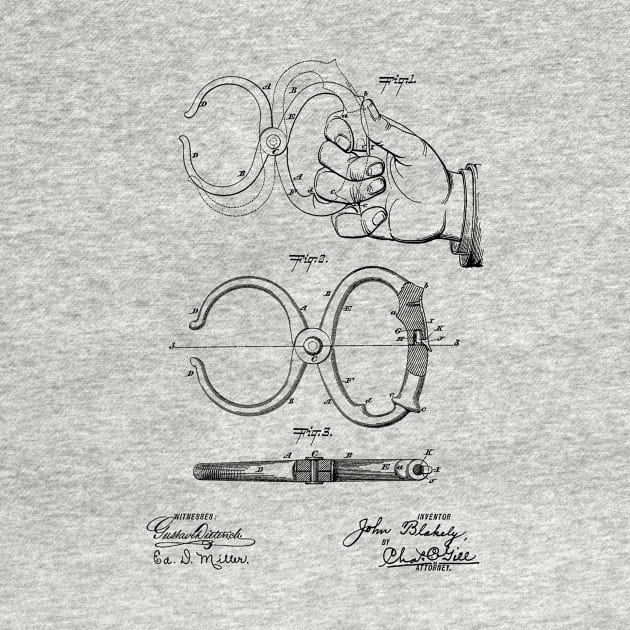 Police Nippers Vintage Patent Hand Drawing by TheYoungDesigns